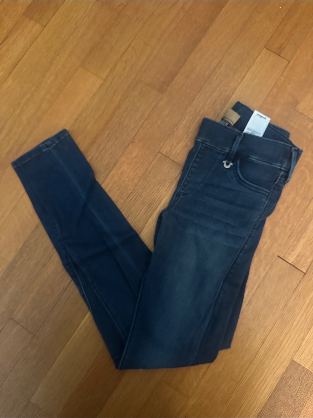 New never worn Women's Dark Blue true religion Jean runway leggings XXS